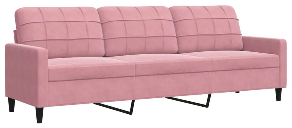 3 pcs conjunto de sofás com almofadões e rolos veludo rosa