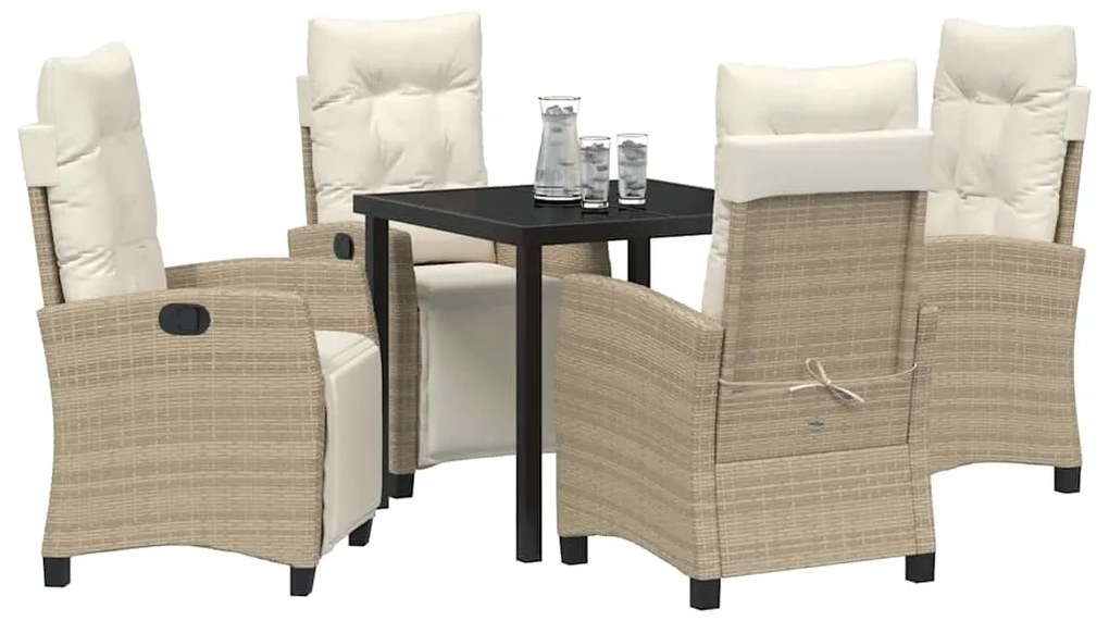 Conjunto de Jantar de Jardim com 5 Peças em Rattan e Poliéster Beijinh