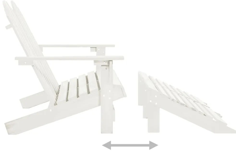 Cadeira de jardim &amp; otomano Adirondack 2 lugares abeto branco