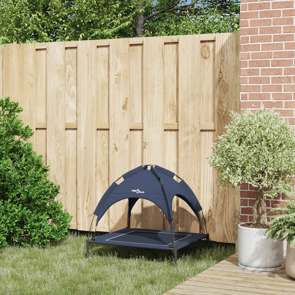 Cama Elevada para Cães Azul-marinho Tecido, Metal 71 x 64 x 71 cm