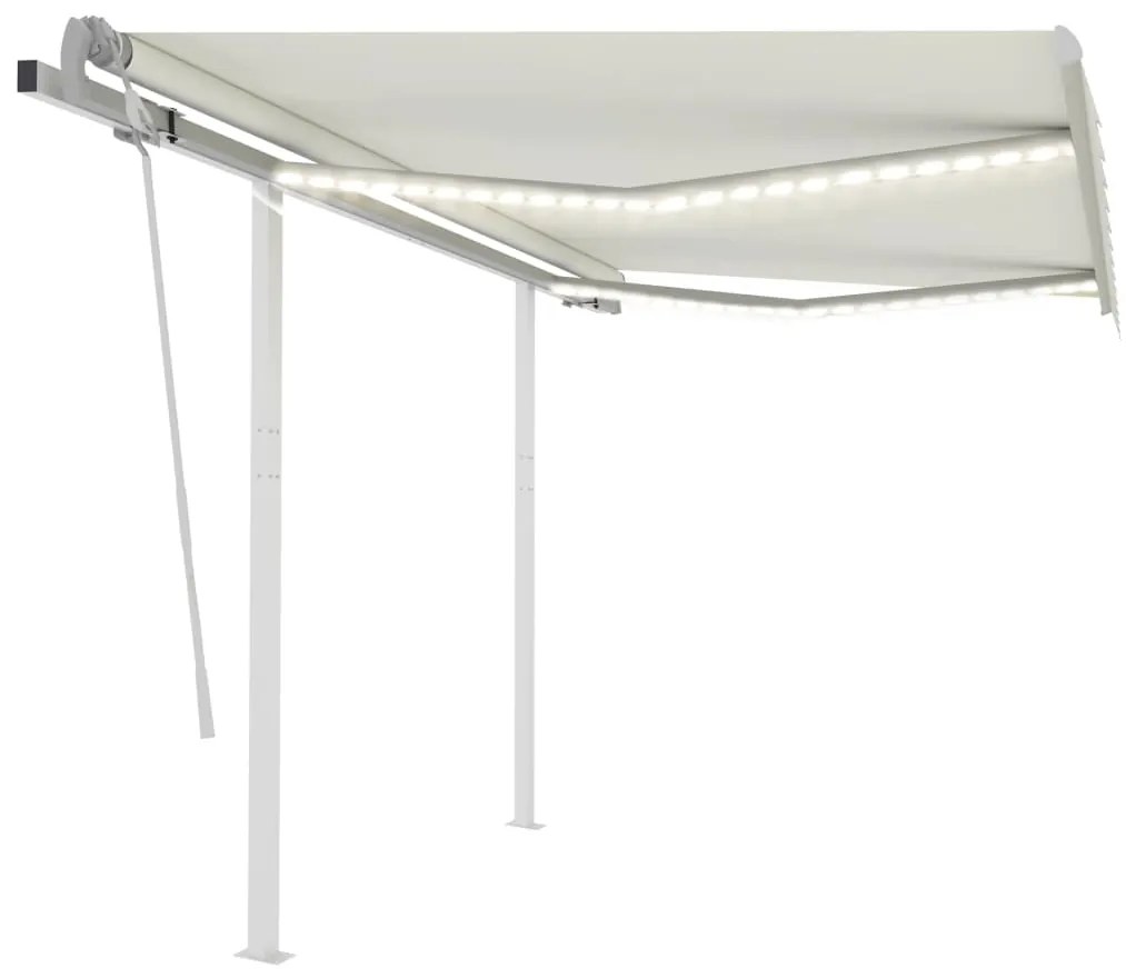 Toldo retrátil manual com LED 3x2,5 m cor creme