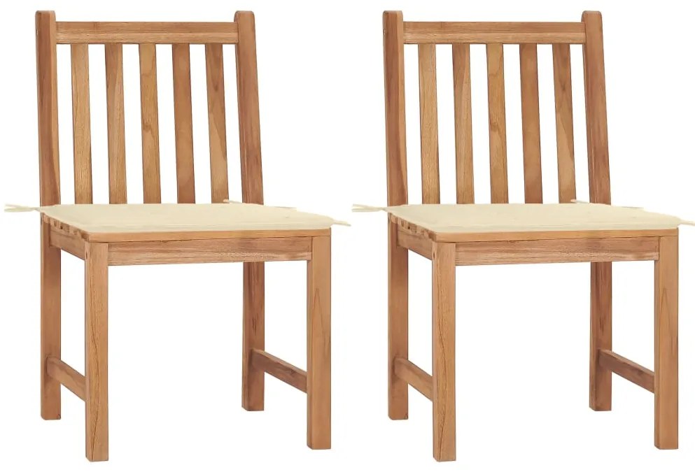 Cadeiras de jardim c/ almofadões 2 pcs teca maciça