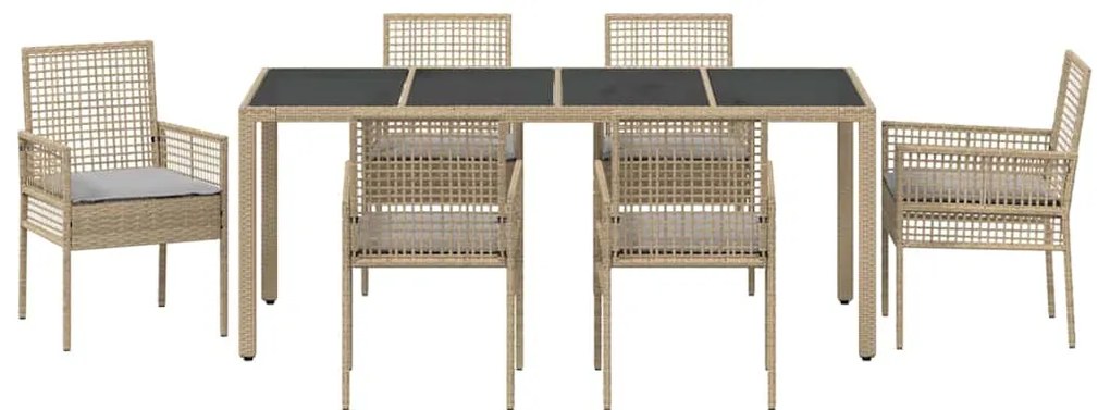 Conjunto de Jantar para Jardim 7 pcs Bege 190 x 90 x 75 cm