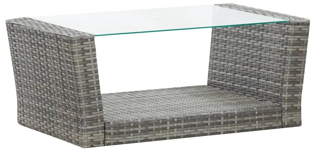 4 pcs conjunto lounge de jardim c/ almofadões vime PE cinzento