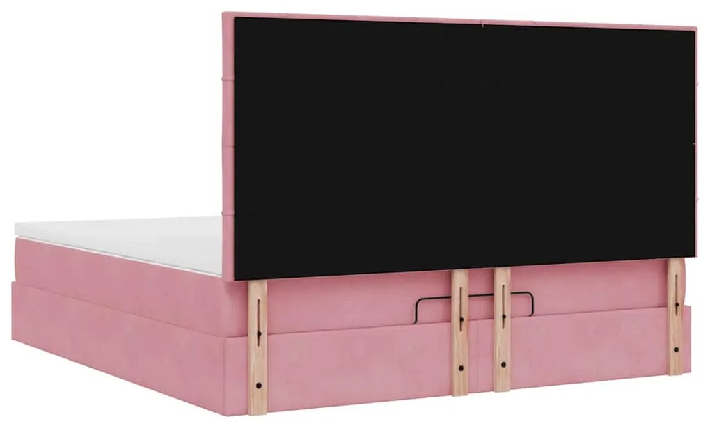 Estrutura de cama otomana com colchões 160x200 cm veludo rosa