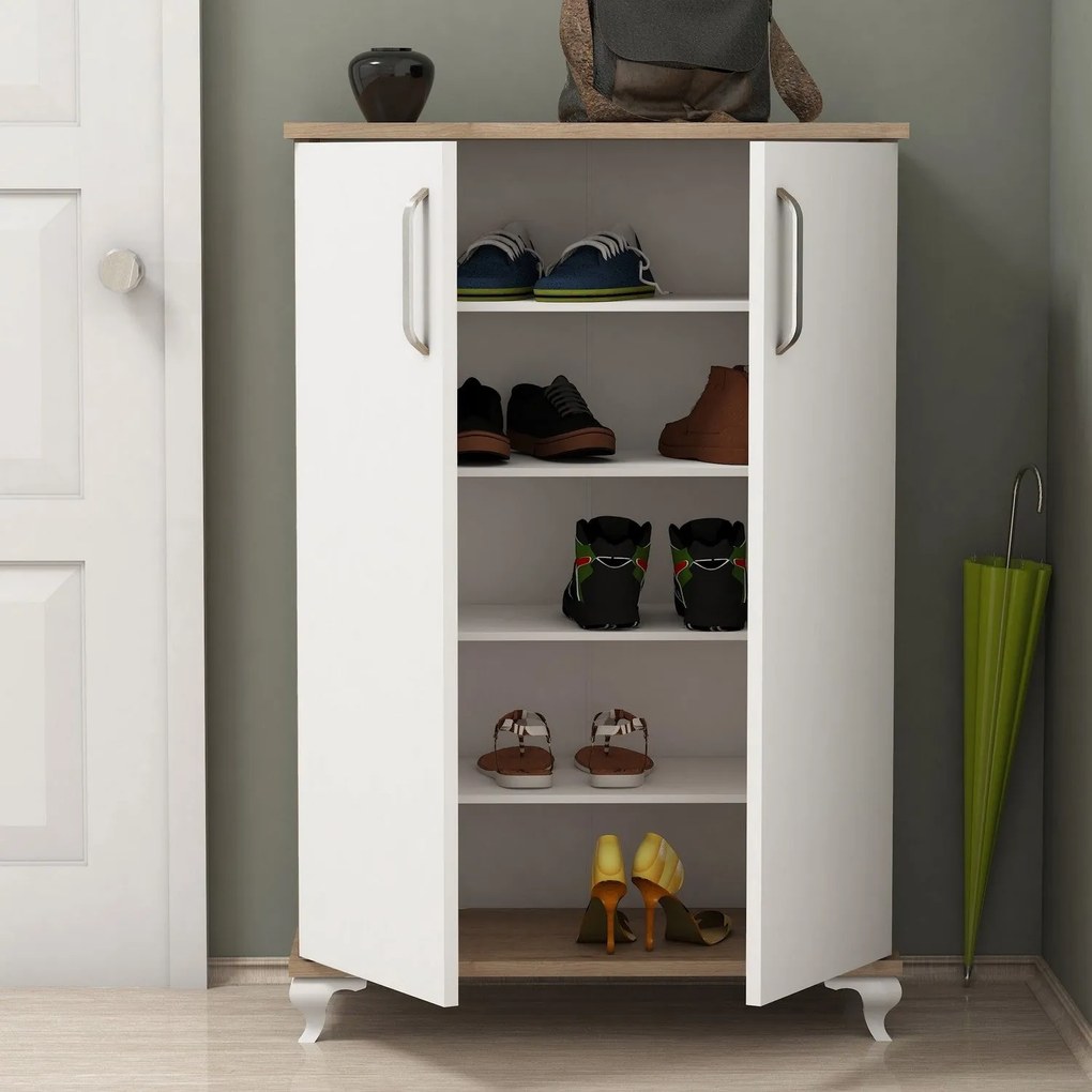 Sapateira Asta – Nogueira e Branco – 72x100x32,5 cm
