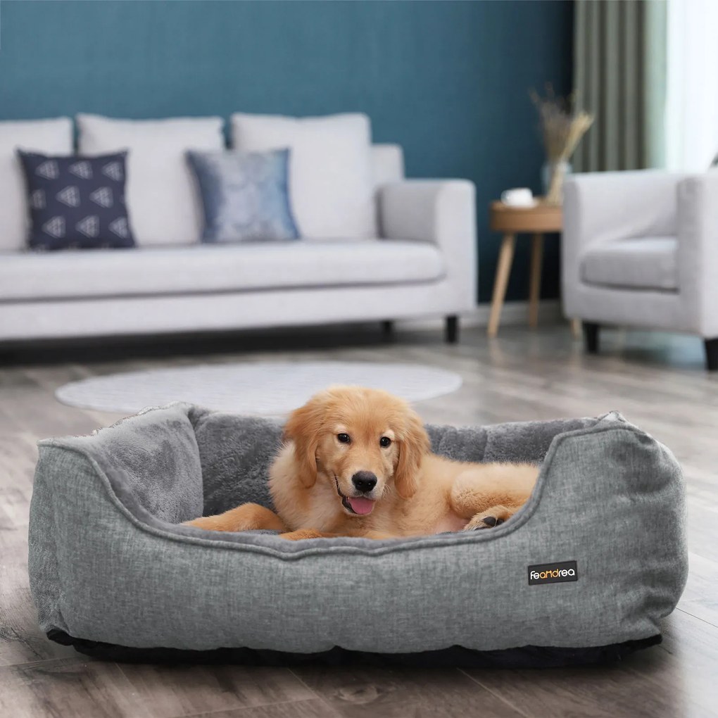 Cama lavável para cães 90 x 75 x 25 cm cinzenta