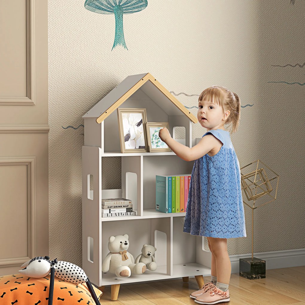 Estante para Crianças Organizador Infantil de 3 Níveis para Brinquedos 65x25x108,5 cm Branco