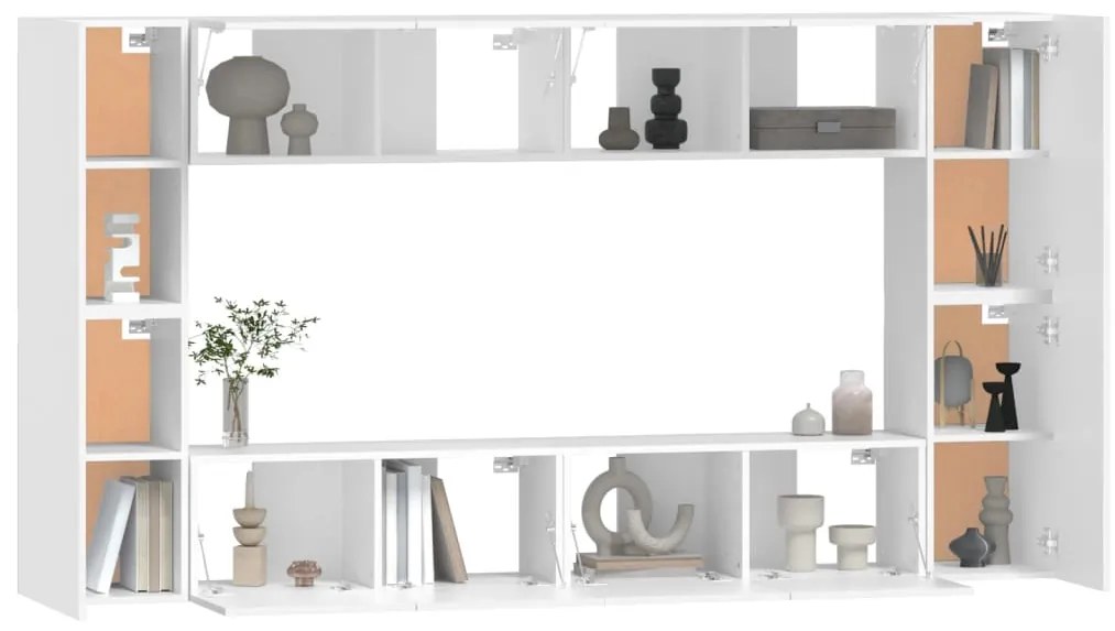 Conjunto móveis de TV 8 pcs madeira processada branco