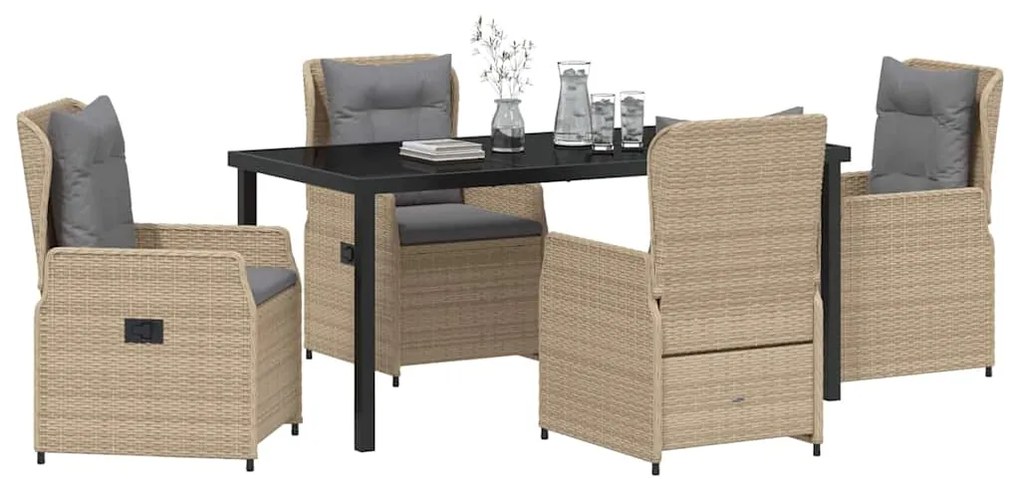 Conjunto de Jantar para Jardim 5 Peças Bege Rattan Sintético
