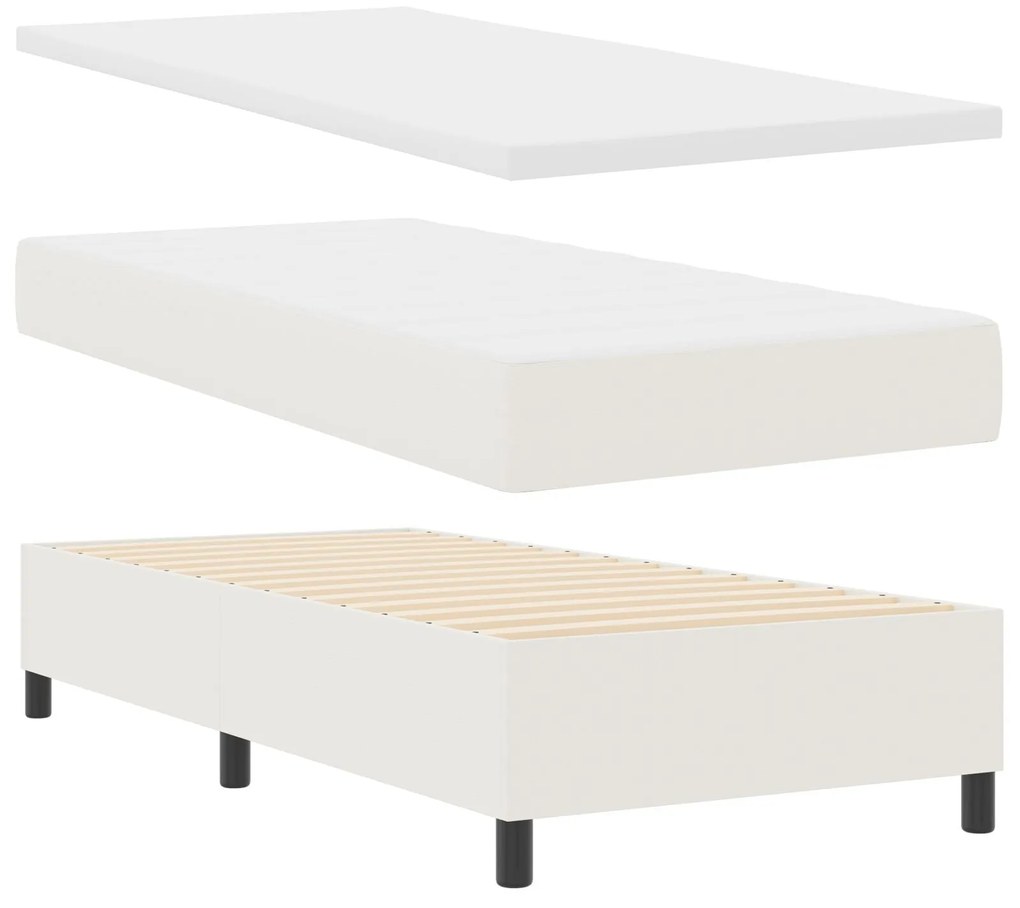 Cama Box Spring com Colchão Creme 80x200 cm Tecido de Veludo Cotelê