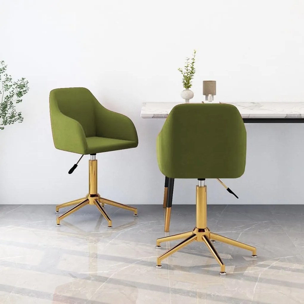 vidaXL Cadeiras de jantar giratórias 2 pcs veludo verde-claro
