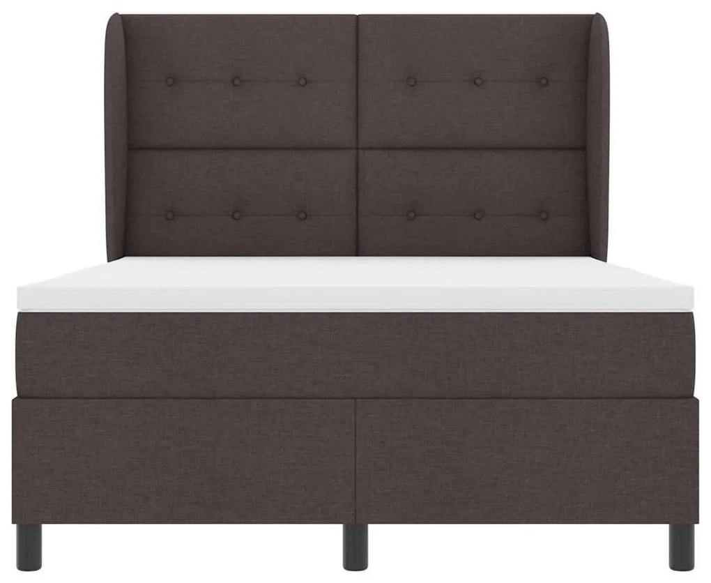 Cama Box com Colchão - Castanho Escuro, 160x200 cm, Tecido