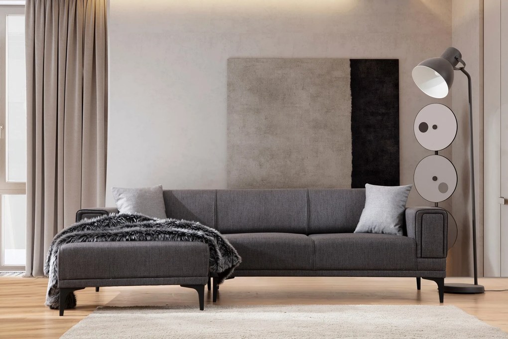 Sofá-Cama de Canto Horizon – Cinzento Escuro – 140x250 cm