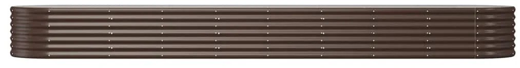 Canteiro elevado jardim 368x80x36cm aço revestido a pó castanho
