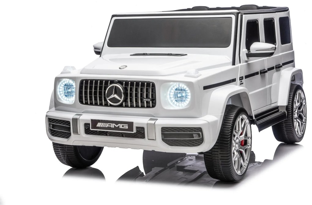 Carro elétrico para crianças Mercedes-Benz G63 AMG 24V, 4x4, 2 Lugares assento couro sintético, Rodas Eva Macias Branco