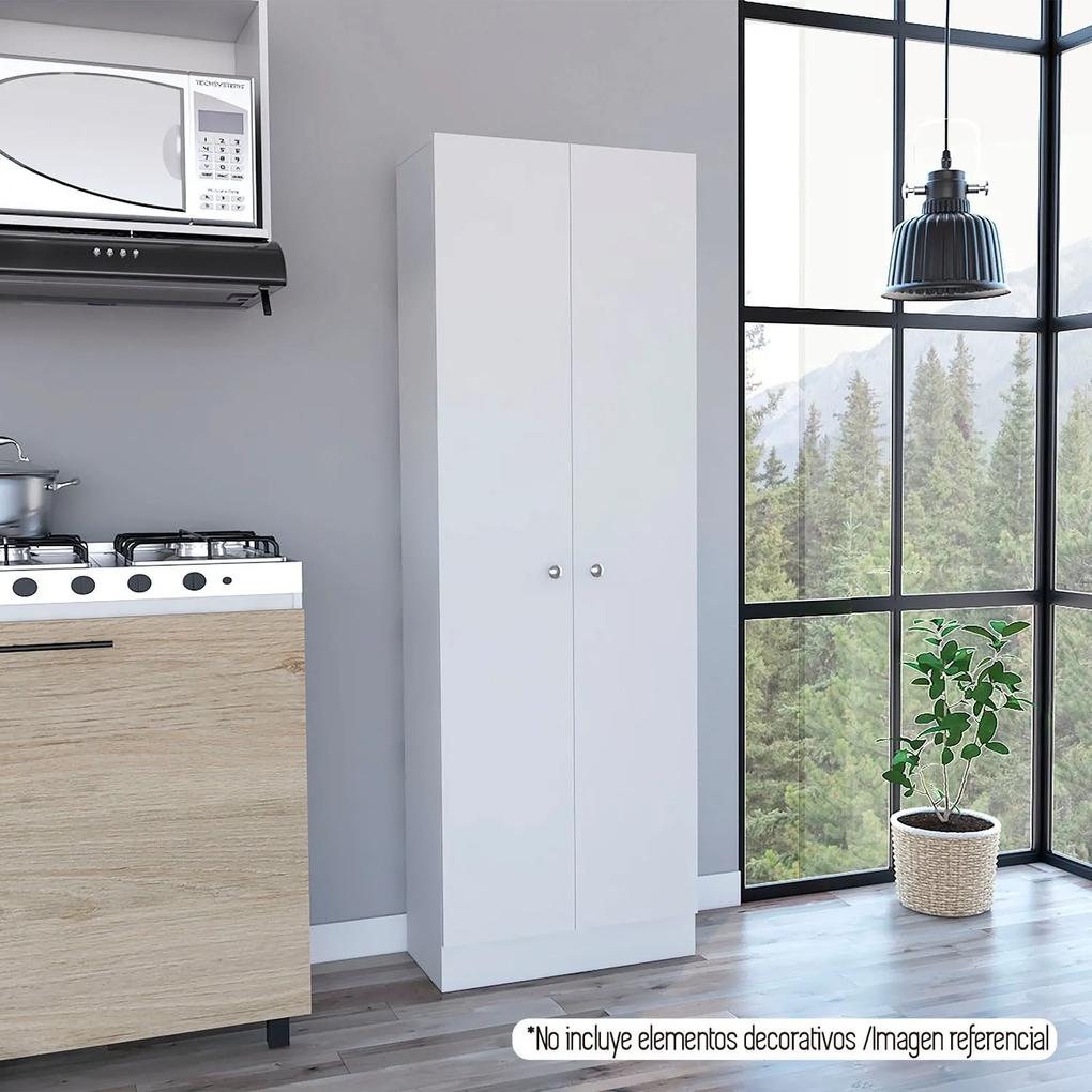 Alto armário de cozinha Z60, duas portas e com prateleiras internas resistentes, 180,3 cm a x 60 cm e x 30 cm p, branco