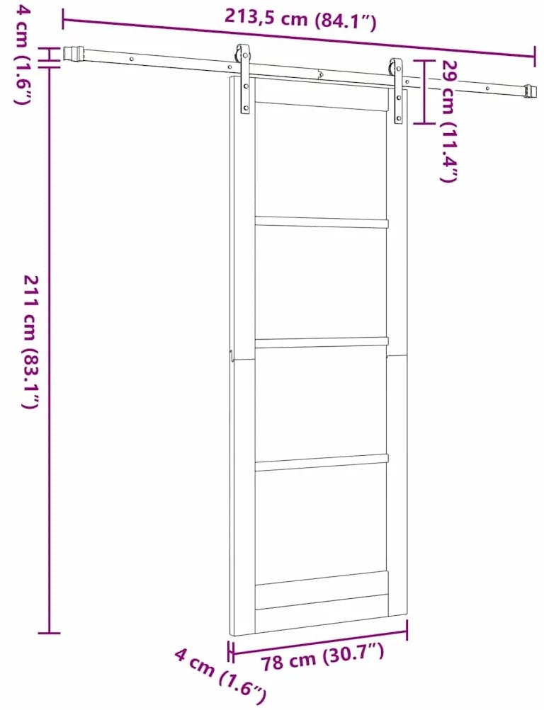 Porta Deslizante vidaXL com Conjunto de Ferragens 'ORKDAL'Branca 78x21