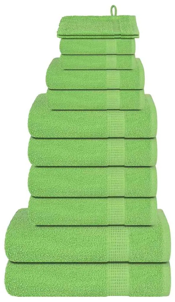 12pcs Conjunto toalhas banho 360 gsm 100% algodão verde maça