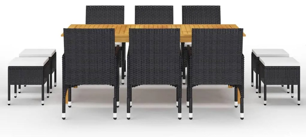 11 pcs conjunto de jantar para jardim preto