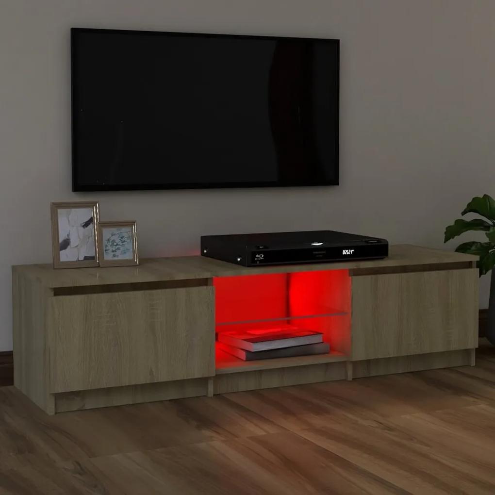 Móvel de TV Vinici com Luzes LED de 120cm - Carvalho - Design Moderno