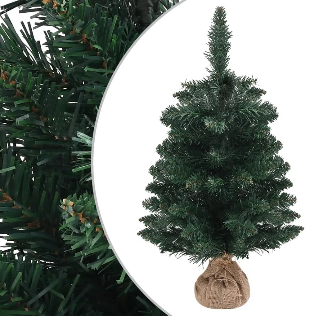 vidaXL Árvore de Natal artificial com suporte 60 cm PVC verde