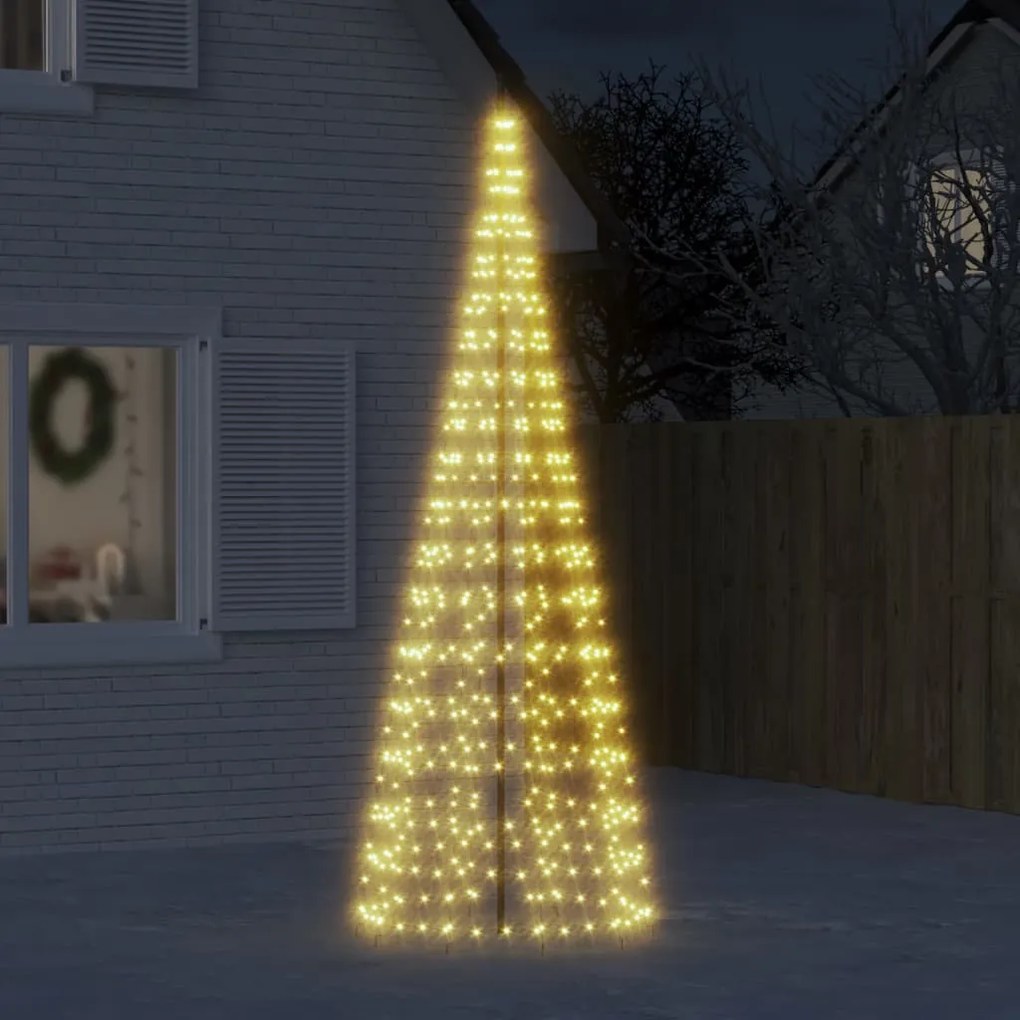 Árvore de Natal LED no mastro 550 LEDs branco quente 300 cm