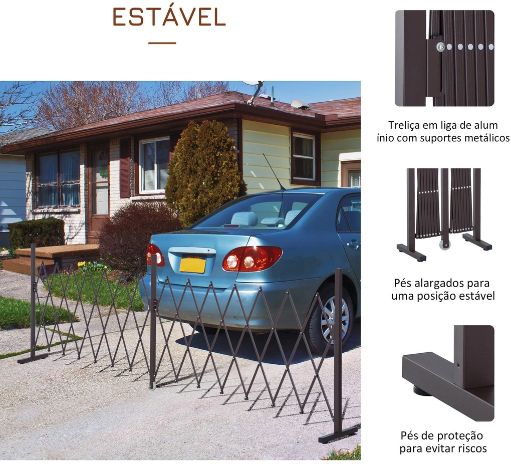 Vedação Extensível de Jardim em Alumínio e Aço – 405x31x103,5 cm | Cer
