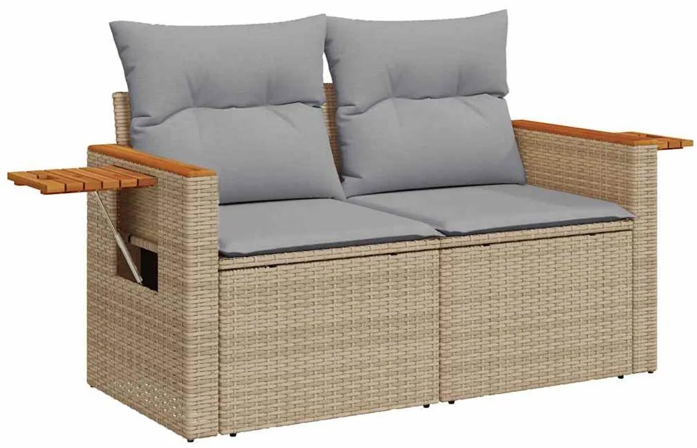 Conjunto de Sofá de Jardim de 13 peças com Almofadas Bege Vime Acácia