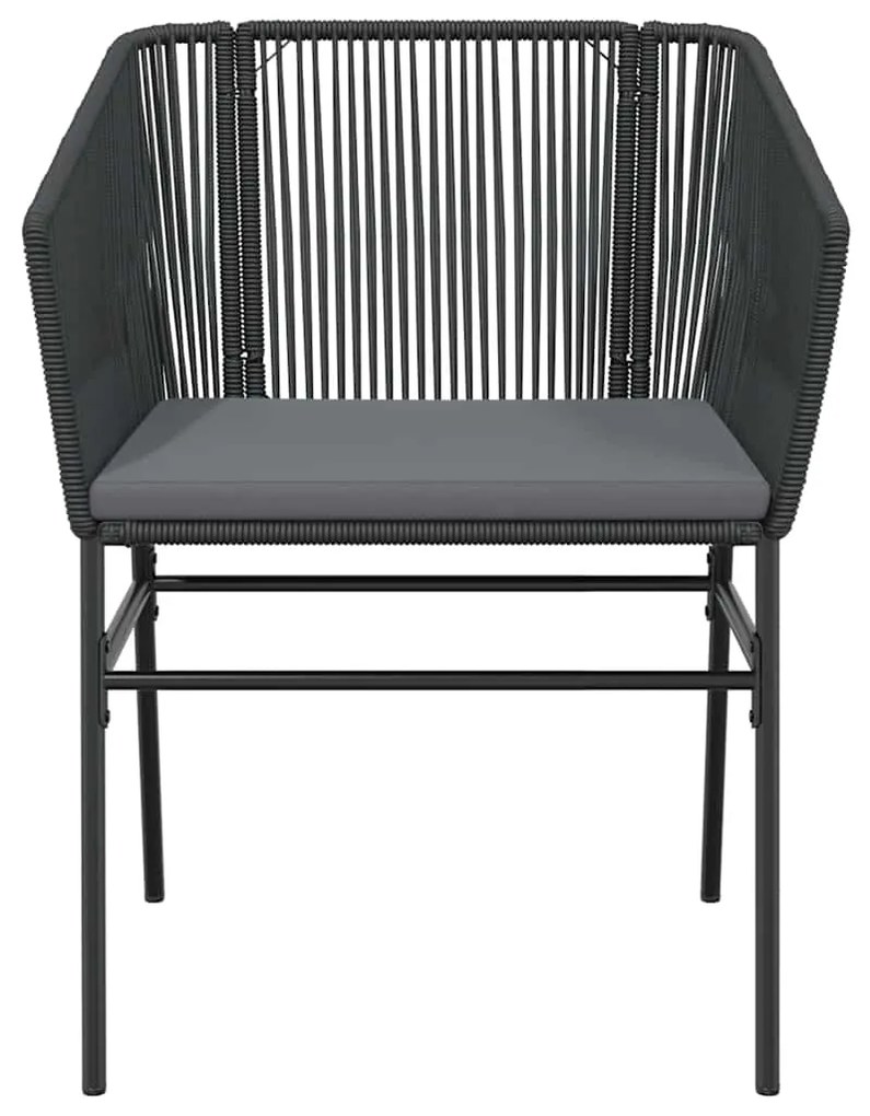 Conjunto de jantar jardim 5 peças almofadas vidro vime PE preto
