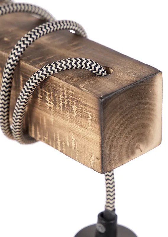 Candeeiro de parede industrial preto com madeira - Gallow