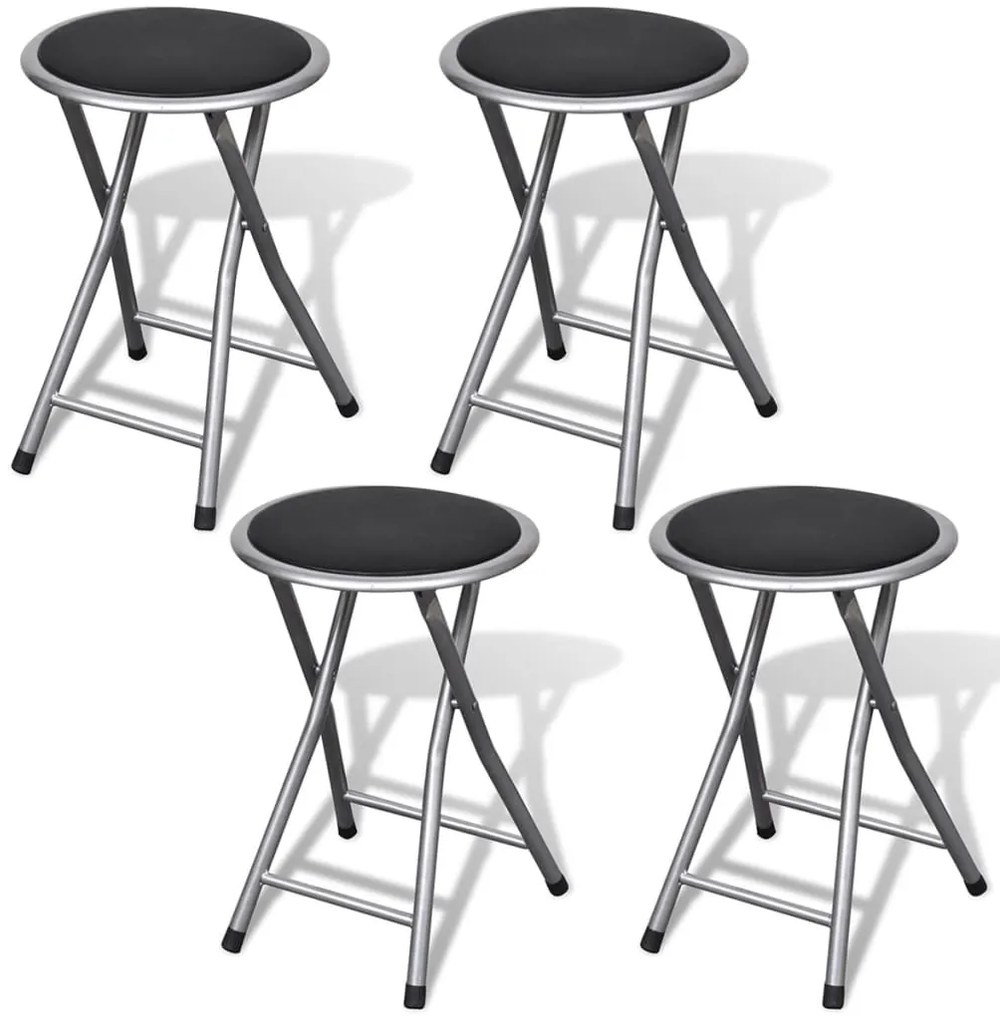 241033 vidaXL Bancos de bar dobráveis 4 pcs couro artificial