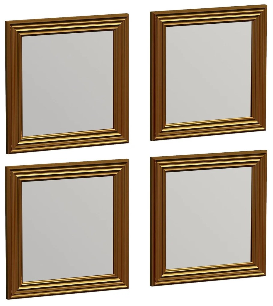 Conjunto de Espelhos Loza – Dourado – 40x40x3 cm