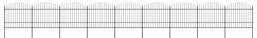 Cerca de jardim com topo em lanças (1,5-1,75)x15,3 m aço preto
