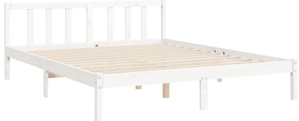 Cama sem colchão 160x200 cm madeira de pinho maciça branco