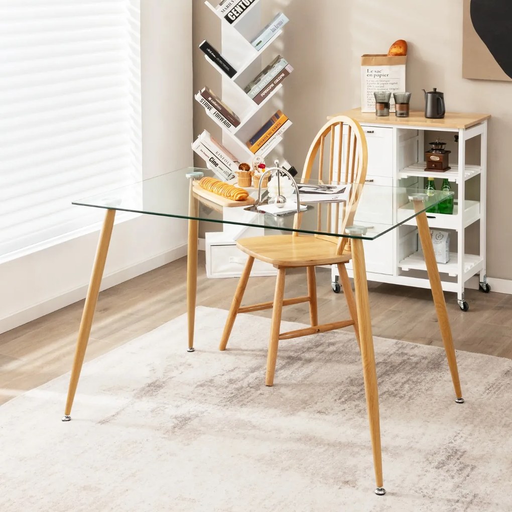 Mesa de jantar de vidro moderna com almofadas ajustáveis para casa, cozinha e escritório 110 x 70 x 75 cm