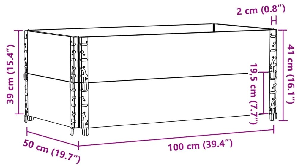 Vaso/floreira para jardim 100x50 cm pinho maciço castanho