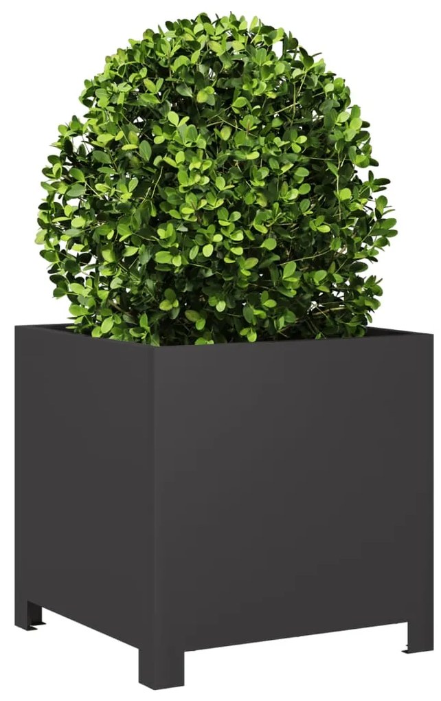 Vaso/floreira de jardim 2 pcs 40x40x40 cm aço preto