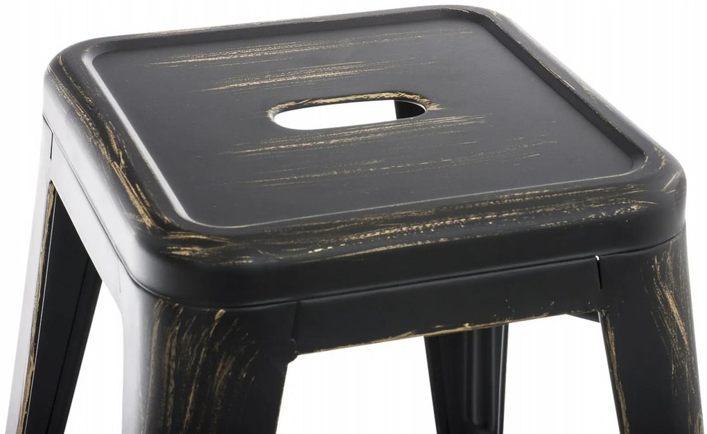 Conjunto de 4 bancos Armin em metal 46 x 40 x 40 cm Preto + Dourado