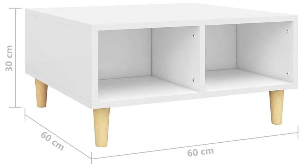 Mesa de centro 60x60x30 cm contraplacado branco