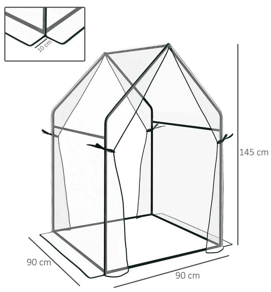 Estufa de Jardim para Varanda – 90x90x145 cm – Estrutura em Aço e Cobe