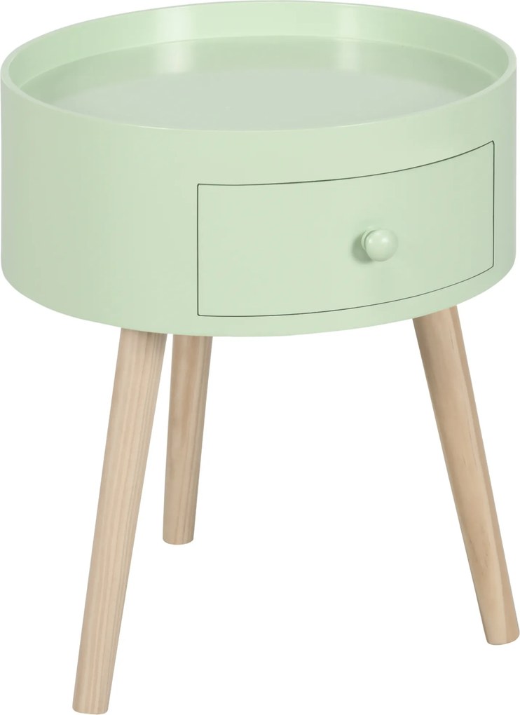 HOMCOM Mesa baixa mesa de cabeceira mesa de noite redonda design escandinavo mesa lateral de sofá com gaveta pés afilados inclinados | Aosom Portugal
