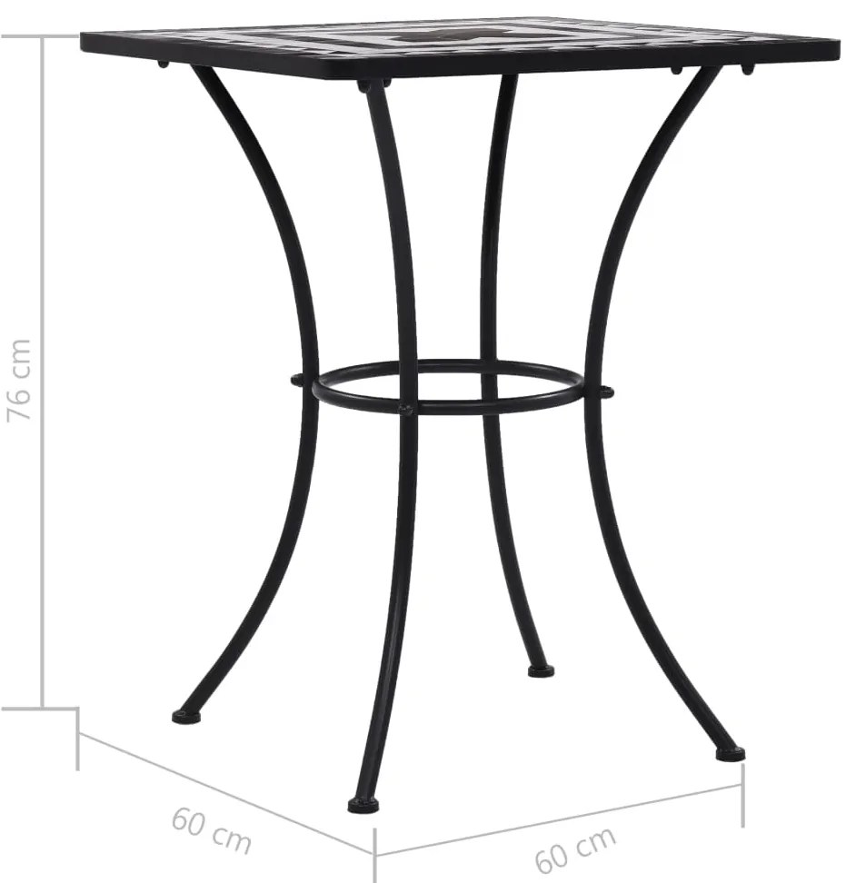 3 pcs conjunto bistro em mosaico azulejos cerâmica preto/branco