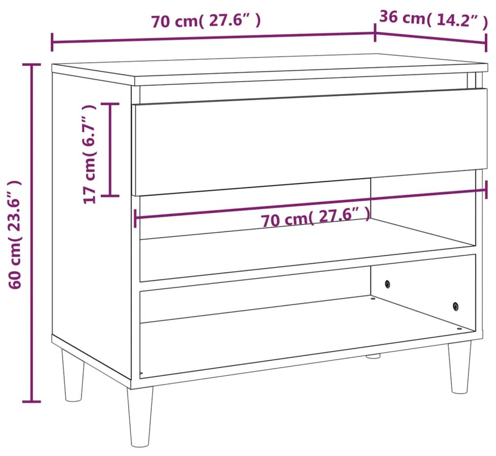Sapateira 70x36x60 cm derivados de madeira cinzento sonoma