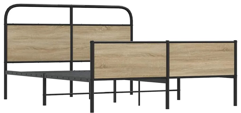Estrutura de cama sem colchão 180x200cm metal carvalho fumado