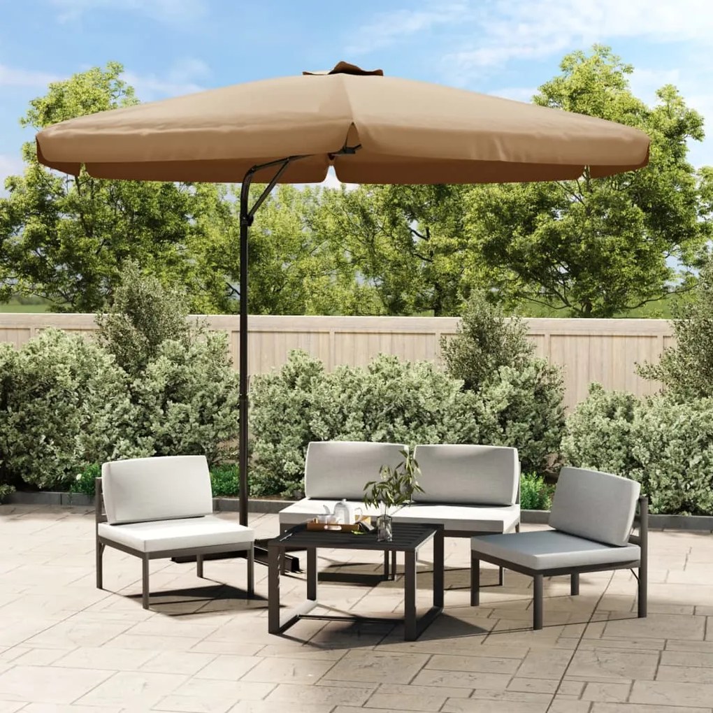 vidaXL Guarda-sol de jardim c/ poste de aço 300cm cinzento-acastanhado