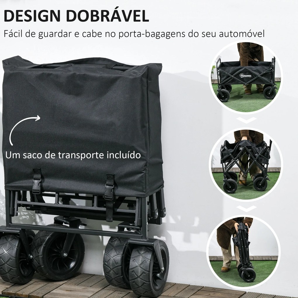 Outsunny Carrinho de Transporte com Bolsa Térmica Removível Carrinho D