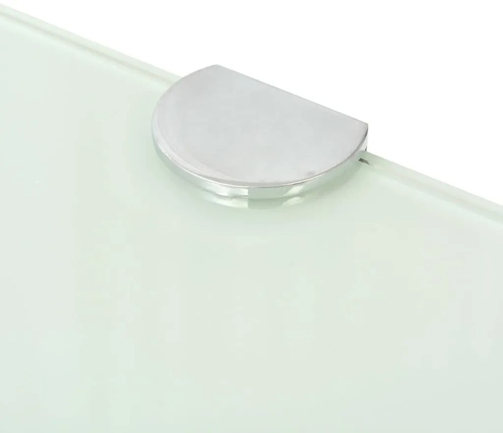 Prateleiras canto 2 pcs suportes cromados 45x45cm vidro branco