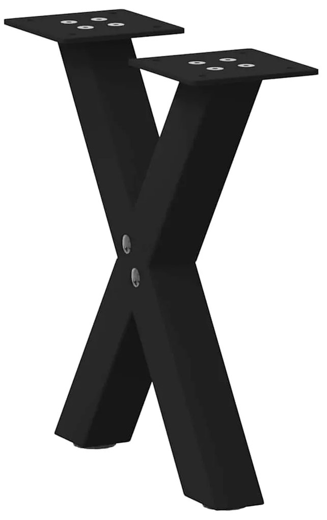 vidaXL Pés para mesa de centro em formato de X, 2 peças, preto, 37x(30-31) cm, aço