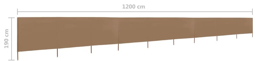 Para-vento com 9 painéis em tecido 1200x160cm cinza-acastanhado